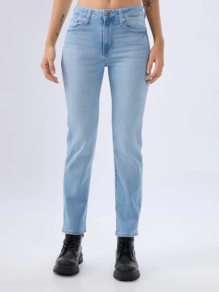 Light Blue Solid Mid Rise Regular Fit Jeans